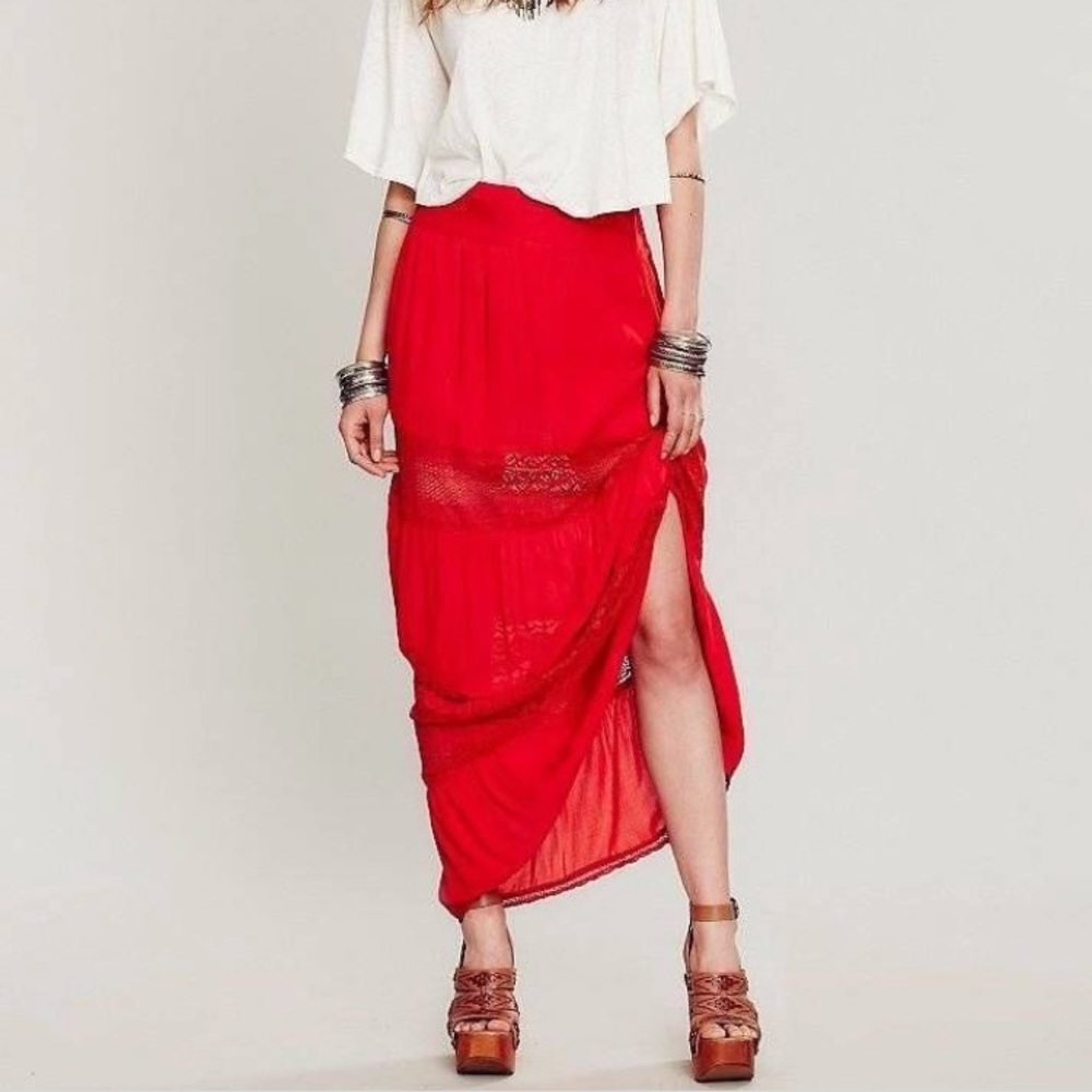 Free People Woodstock Crochet Maxi Skirt